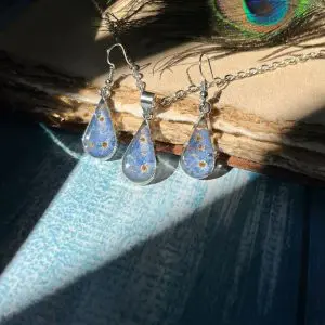 Forget Me not Flower Set(Pendant+earings)